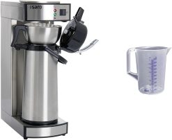 Saro Thermo Kaffeemaschine mit Korbfilter und Thermoskanne Industriekaffeemaschine mit Pumpkanne (2,2 Liter, ca. 10 Tassen Kaffee, Brüh- & Warmhaltefunktion), silber