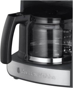 Russell Hobbs Kaffeemaschine mit Mahlwerk Glaskanne [Digitaler Timer, Brausekopf für opt. Extraktion & Aroma] Grind&Brew (max 10 Tassen, 3-stufige Mahlgradeinstellung) Filterkaffeemaschine 25610-56
