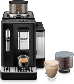 De'Longhi Rivelia EXAM440.35.BG Kaffeevollautomat mit Milchaufschumdüse, Wechselbarer Bohnenbehlter, 8 Kaffeegetrnke auf Knopfdruck, Extra-Shot-Funktion, 3,5 Touch-Display, Beige