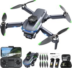 Drone with 4K Camera for Beginners and Children, Foldable Remote Controlled Quadcopter with Voice Control, Gestures Selfie, Altitude Hold, One Button Start, 3D Flips, 2 Batteries, Toy for Children