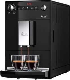 Melitta Purista - Kaffeevollautomat mit Lieblingskaffee-Funktion, Kaffeemaschine mit Mahlwerk und 3-stufig einstellbarer Kaffeestrke, für Kaffee und Espresso, schwarz