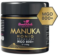 Manuka Honig | MGO 800+ | 250g | Das ORIGINAL aus NEUSEELAND mit Herkunftsnachweis | ANALYSIERT & ZERTIFIZIERT | Premium Qualität 100% natürlich | PowerFabrik