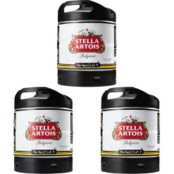 Stella Artois, Internationales Premium Lager-Bier aus Belgien, Perfect Draft (1 x 6l) MEHRWEG Fassbier (Packung mit 3)
