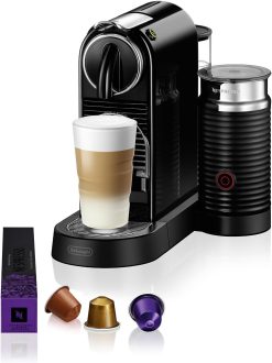 Nespresso De'Longhi EN267.BAE Citiz Kaffeemaschine mit Milchaufschumer, Energiesparfunktion, 1710W, 1 Liter, 37.2 x 21.8 x 27.7 cm, Schwarz