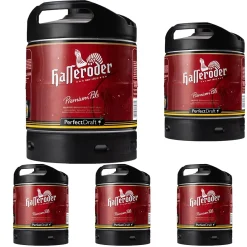 Hasseröder Premium Pils Bier Perfect Draft (1 x 6l) MEHRWEG Fassbier (Packung mit 5)