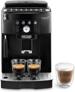 De'Longhi Magnifica S Smart ECAM 230.13.B Kaffeevollautomat mit Milchaufschumdüse für Cappuccino, Espresso-, Kaffee- und Long Coffee Direktwahltasten und Drehregler, 2-Tassen-Funktion, Schwarz
