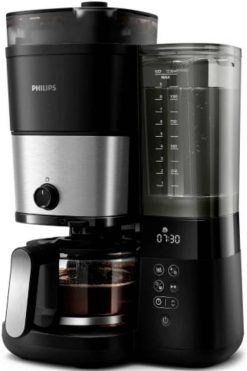 Philips Home HD7900/01 Kaffeemaschine Schwarz, Silber Fassungsvermgen Tassen=10 mit Mahlwerk, Timerfunktion, Warmhalte