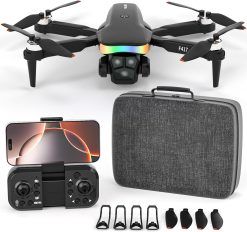 Drones with 1080p Camera, Foldable WiFi RC Children's Drone, LED Lights, Brushless Motor Drone for Beginners, Altitude Hold for Adults, 3D Flip, Carry Bag