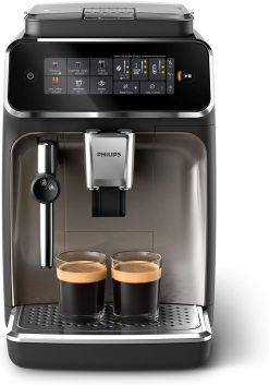 PHILIPS 3300 Series Kaffeevollautomat - 6 Getrnke, Modernes Farb-Touchscreen-Display, LatteGo-Milchsystem, SilentBrew, 100% Keramikmahlwerk, AquaClean Filter. Schwarzchrom (EP3347/90)
