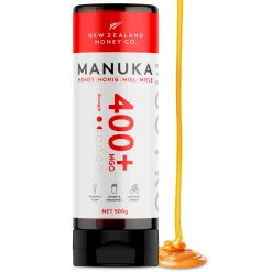 New Zealand Honey Co. Manuka Honig MGO 400+ | 500g Quetschflasche | Aktiv und Roh | Hergestellt in Neuseeland | Zertifiziertem Methylglyoxal Gehalt | 500g