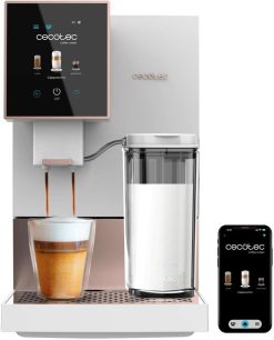 Cecotec Superautomatische Kaffeemaschine Cremmaet Compactccino Connected White Rose. 19 Bar, TFT-Bildschirm und WLAN, Thermoblock-System, Milchtank, 150 g Kaffeebohnenbehlter, 5 Mahlgradeinstellungen